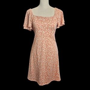 Milkmaid Babydoll Cottagecore Pink Floral Midi Dress Medium‎